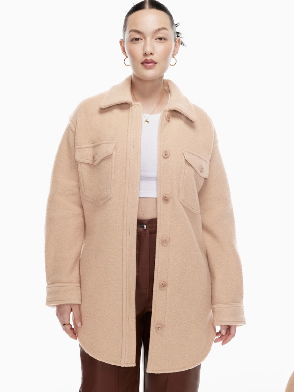 Aritzia Wilfred Free Merino Wool Ganna Shirt Jacket Shacket Minimalist